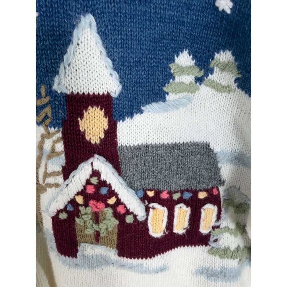 Christopher & Banks Women's XL Winter Scene Hand Embroidered Cardigan Sweater EC - Picture 11 of 11